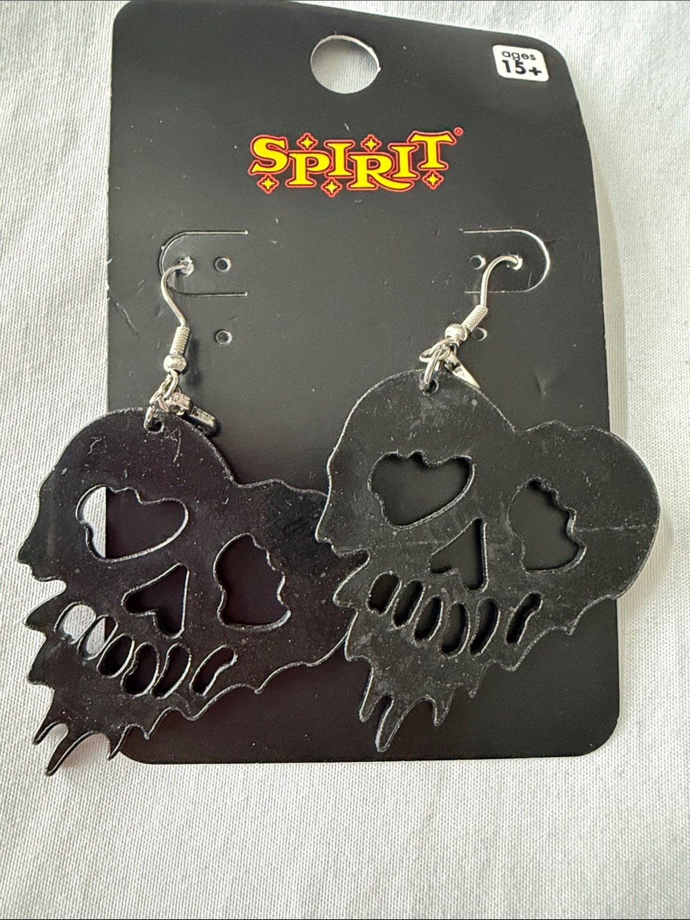 Spirit Black Dripping Skull Heart Earrings